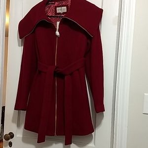Kimi + Koy Wine Maternity Wool Coat